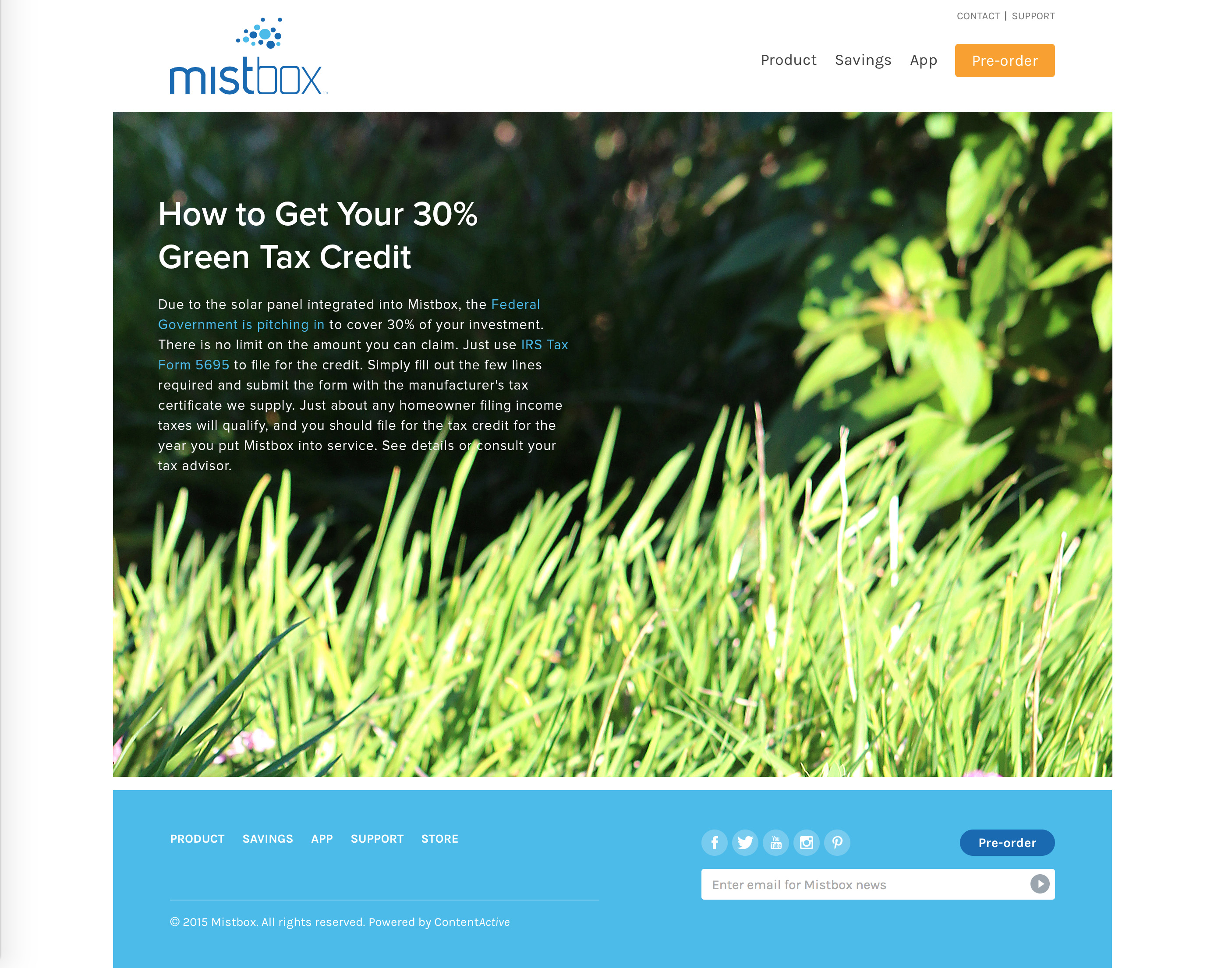 Mistbox website tax credit page design