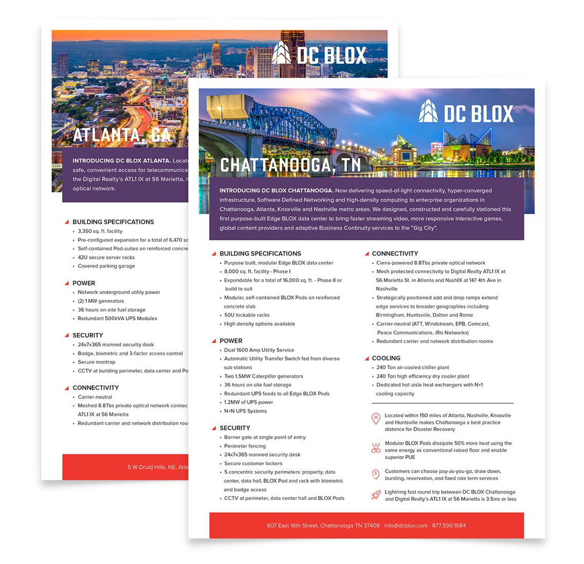 DC BLOX collateral spec sheets